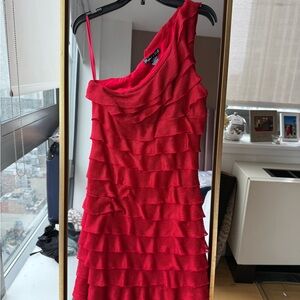 Rachael & Chloe Red Asymmetrical Ruffled Cocktail Dress